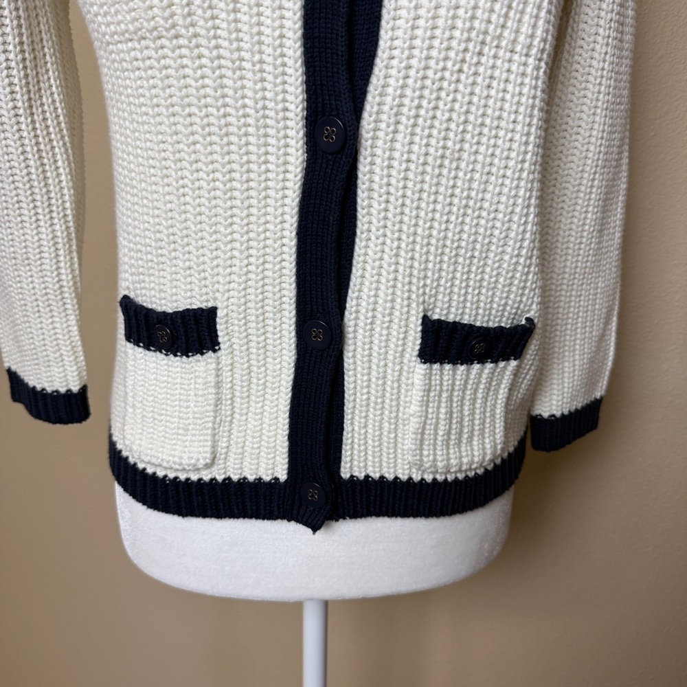 Old Navy Women's White and Navy Cardigan- Small - Picture 5 of 9